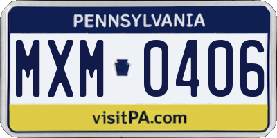 PA license plate MXM0406