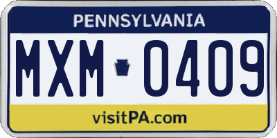 PA license plate MXM0409