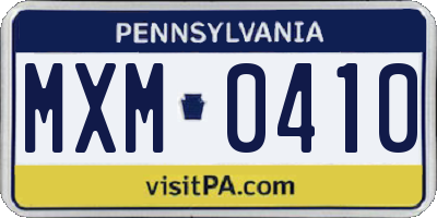 PA license plate MXM0410