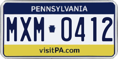 PA license plate MXM0412