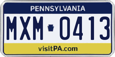 PA license plate MXM0413