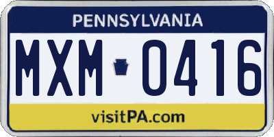 PA license plate MXM0416