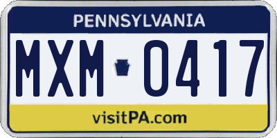 PA license plate MXM0417