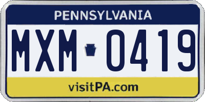 PA license plate MXM0419