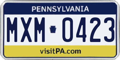 PA license plate MXM0423