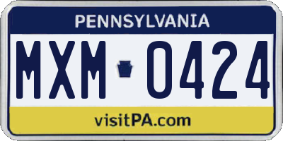 PA license plate MXM0424