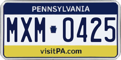 PA license plate MXM0425