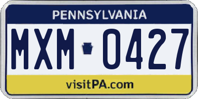 PA license plate MXM0427