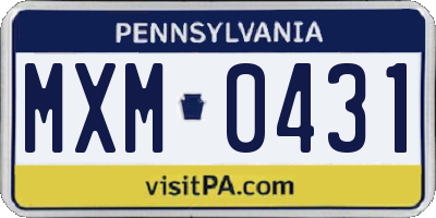 PA license plate MXM0431