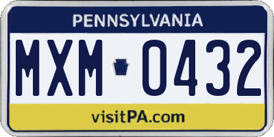 PA license plate MXM0432
