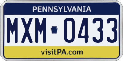 PA license plate MXM0433