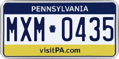 PA license plate MXM0435
