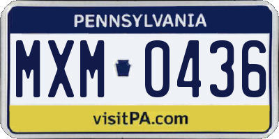 PA license plate MXM0436