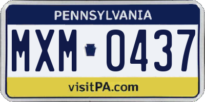 PA license plate MXM0437