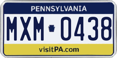 PA license plate MXM0438