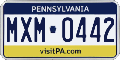 PA license plate MXM0442