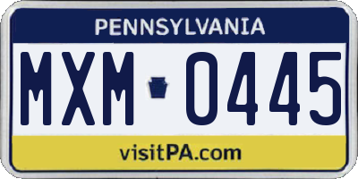 PA license plate MXM0445