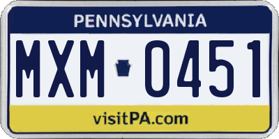 PA license plate MXM0451