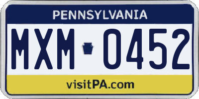 PA license plate MXM0452