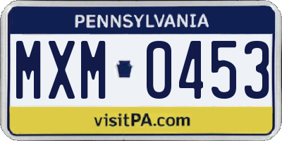 PA license plate MXM0453