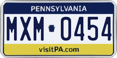 PA license plate MXM0454