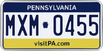 PA license plate MXM0455
