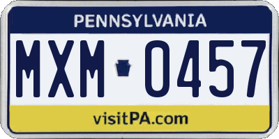 PA license plate MXM0457