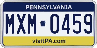 PA license plate MXM0459
