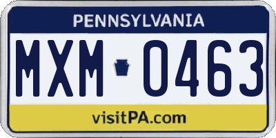 PA license plate MXM0463