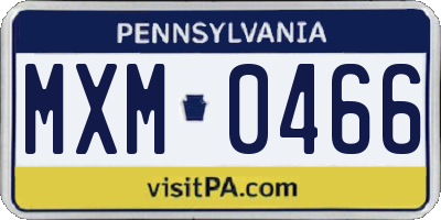 PA license plate MXM0466