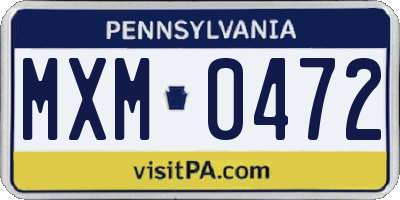 PA license plate MXM0472