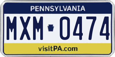 PA license plate MXM0474