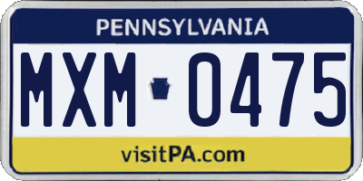 PA license plate MXM0475