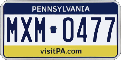 PA license plate MXM0477