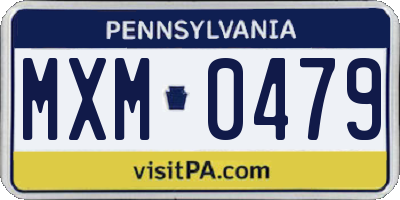 PA license plate MXM0479