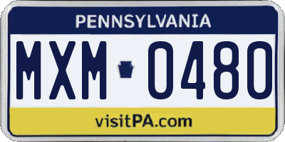 PA license plate MXM0480