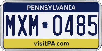 PA license plate MXM0485