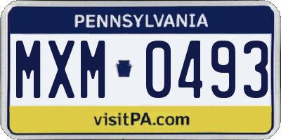 PA license plate MXM0493