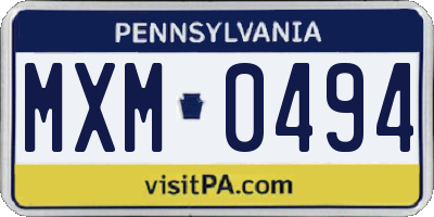 PA license plate MXM0494