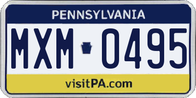 PA license plate MXM0495