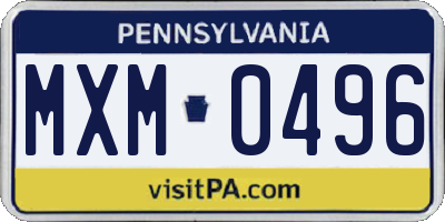 PA license plate MXM0496