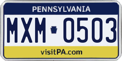 PA license plate MXM0503