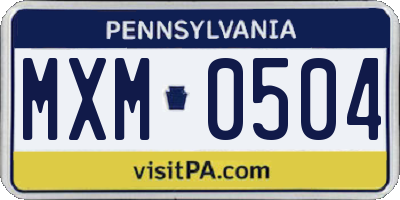 PA license plate MXM0504