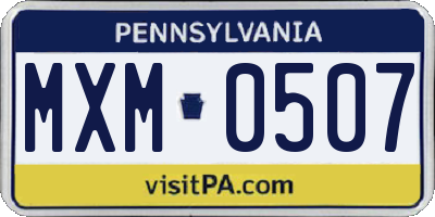 PA license plate MXM0507