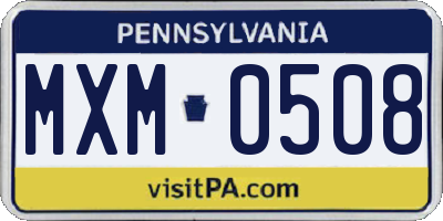 PA license plate MXM0508