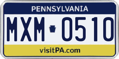PA license plate MXM0510