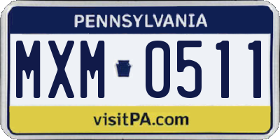 PA license plate MXM0511