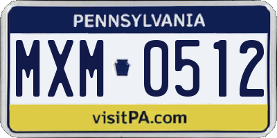 PA license plate MXM0512