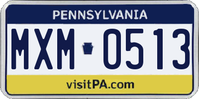 PA license plate MXM0513