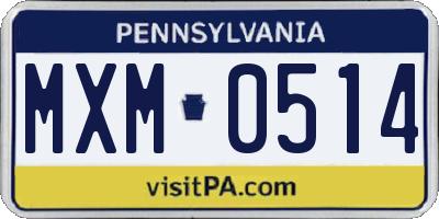 PA license plate MXM0514